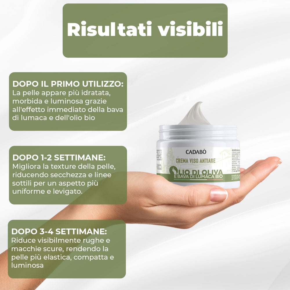 Cadabò crema viso antiage con bava di lumaca e olio evo bio
