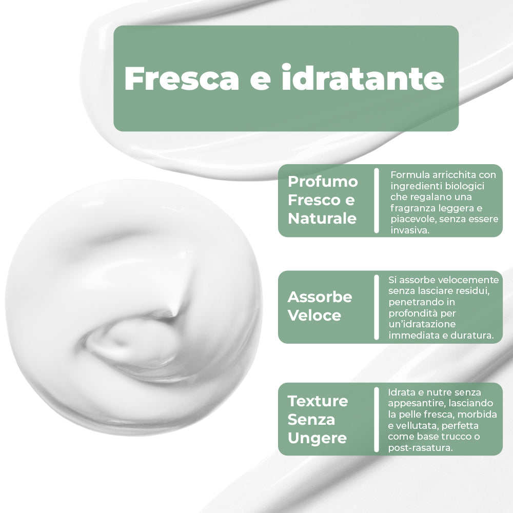 Crema viso idratante al latte d'asina con vitamina C, acido ialuronico e olio bio