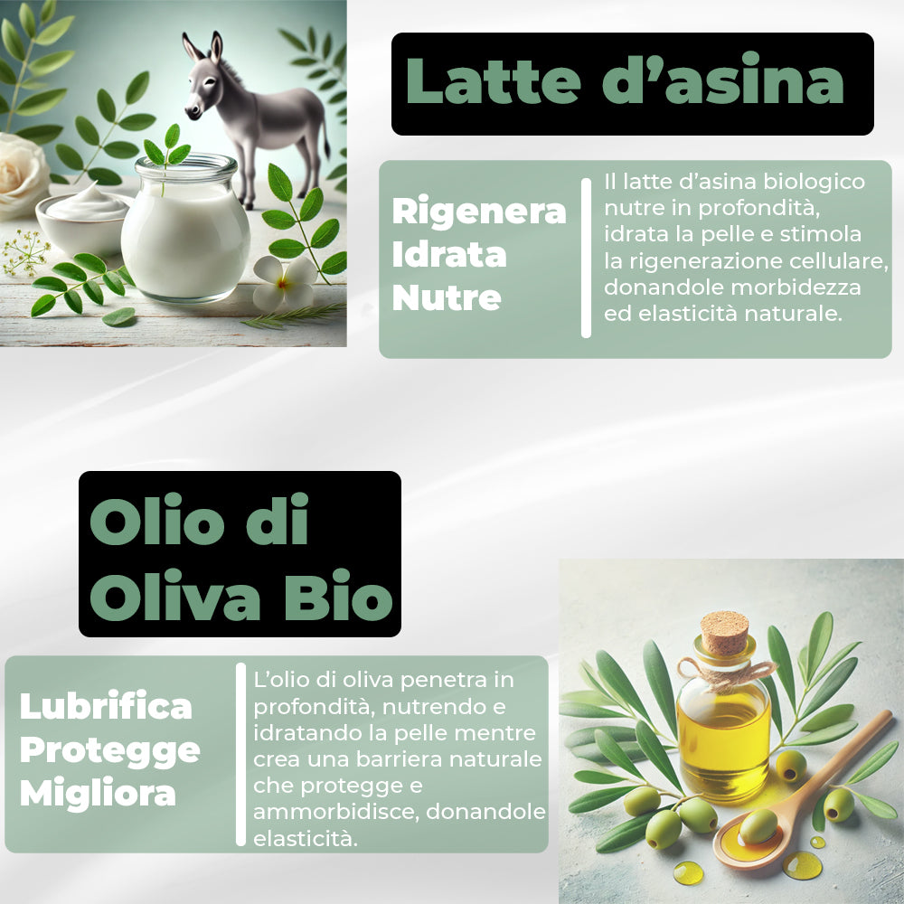 Crema viso idratante al latte d'asina con vitamina C, acido ialuronico e olio bio
