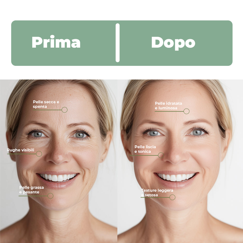 Crema viso idratante al latte d'asina con vitamina C, acido ialuronico e olio bio